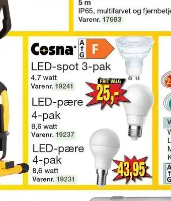 Harald Nyborg Led-pære spot 3-pak el. led-pære 4-pak tilbud