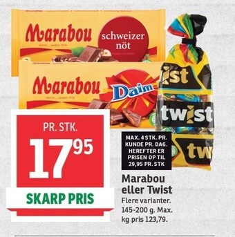 SPAR Marabou eller twist tilbud