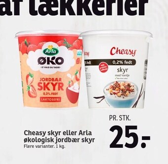 SPAR Cheasy skyr eller arla økologisk jordbær skyr tilbud