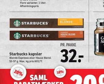 SPAR Starbucks kapsler tilbud