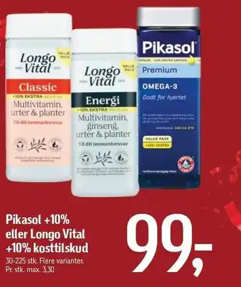 Føtex Pikasol +10% eller longo vital +10% kosttilskud tilbud