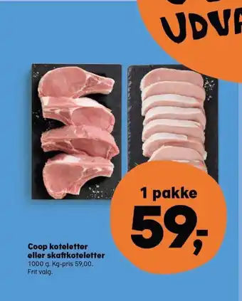 Kvickly Coop koteletter eller skaftkoteletter tilbud