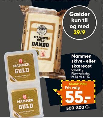 Bilka Mammen skive- eller skæreost tilbud