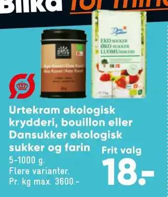 Bilka Urtekram økologisk krydderi, bouillon eller dansukker økologisk sukker og farin tilbud