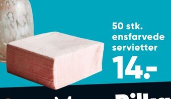 Bilka 50 stk. ensfarvede servietter tilbud