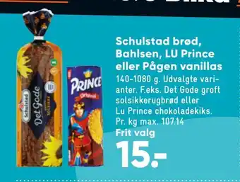 Bilka Schulstad brød, bahlsen, lu prince eller pågen vanillas tilbud