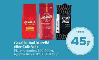 Dagli'Brugsen Gevalia, rød merrild eller cafe noir tilbud