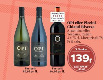 Dagli'Brugsen Opi eller piccini chianti riserva tilbud
