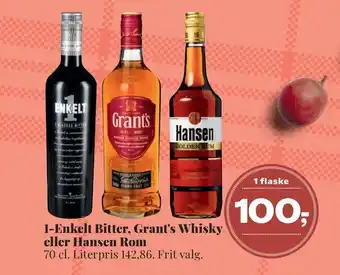 Dagli'Brugsen 1-enkelt bitter, grant's whisky eller hansen rom tilbud