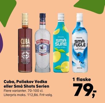 Kvickly Cuba, poliakov vodka eller små shots serien tilbud