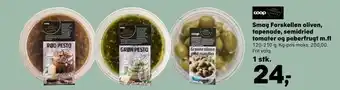Kvickly Smag forskellen oliven, tapenade, semidried tomater og peberfrugt m.fl tilbud