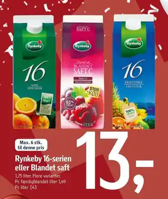 Føtex Rynkeby 16-serien eller blandet saft tilbud