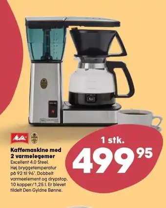 Kvickly Kaffemaskine med 2 varmelegemer tilbud