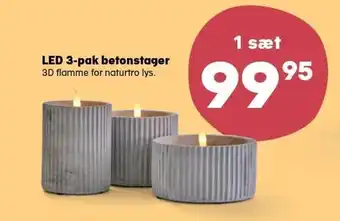 Kvickly LED 3-pak betonstager tilbud