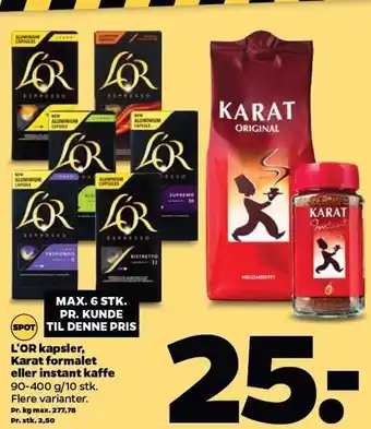 Netto L'or kapsler, karat formalet el. instant kaffe tilbud