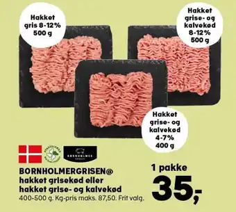 Bornholmergrisen hakket grisekød eller hakket grise-og kalvekød