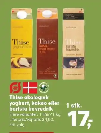 SuperBrugsen Thise økologisk yoghurt , kakao eller barista havredrik tilbud