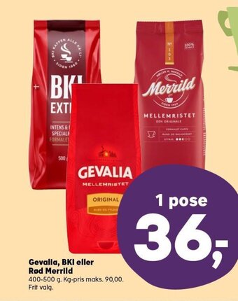 SuperBrugsen Gevalia , BKI eller Rød Merrild tilbud