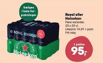 SuperBrugsen Royal eller Heineken 20 x 33 cl. tilbud
