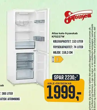 Skousen Atlas køle-fryseskab KFS227W tilbud