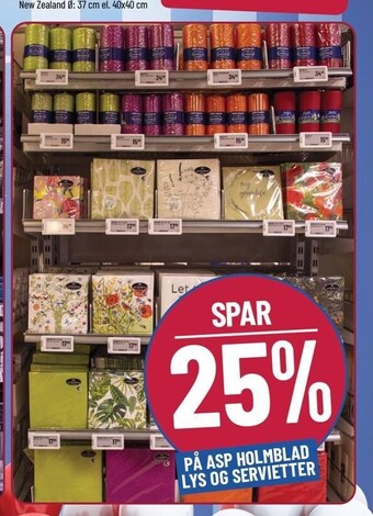 Løvbjerg Spar 25% på asp-holmblad lys og servietter tilbud