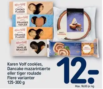 Karen volf cookies, dancake mazarintærte el. tiger roulade