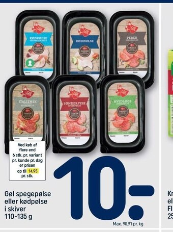 REMA 1000 Gøl spegepølse el. kødpølse i skiver tilbud