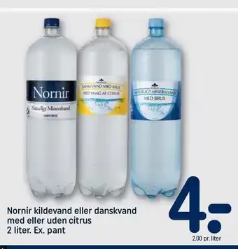 REMA 1000 Nornir kildevand el. danskvand med el. uden citrus tilbud