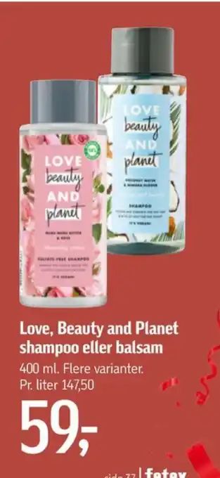 Føtex Love beauty and planet shampoo tilbud