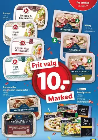 Lidl K-salat, kødpålæg, leverpostej el. færdigretter tilbud