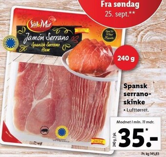 Lidl Spansk serranoskinke tilbud