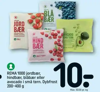 REMA 1000 REMA 1000 jordbær, hindbær, blåbær eller avocado i små tern tilbud