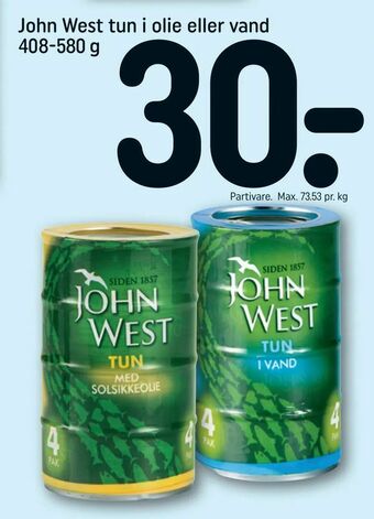 REMA 1000 John West tun i olie eller vand tilbud