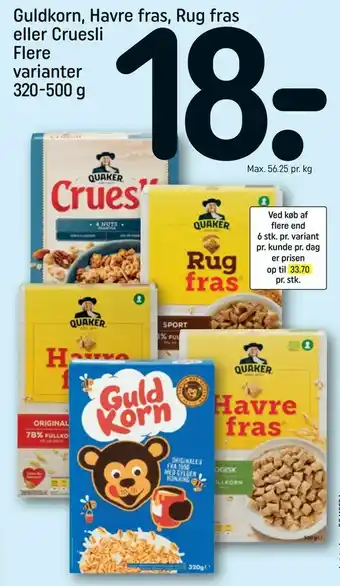 Guldkorn, Havre fras, Rug fras eller Cruesli Flere varianter