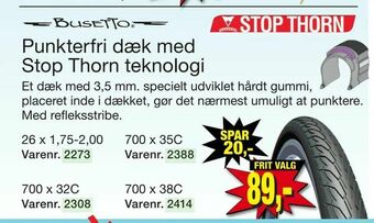 Punkterfri dæk med Stop Thorn teknologi