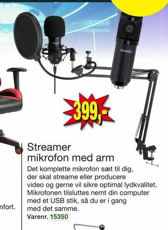 Harald Nyborg Streamer mikrofon med arm tilbud
