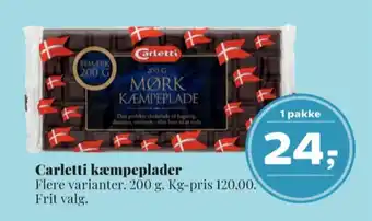 Carletti chokoladeplade mørk kæmpeplade