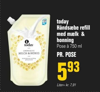 Otto Duborg today Håndsæbe refill med mælk & honning tilbud