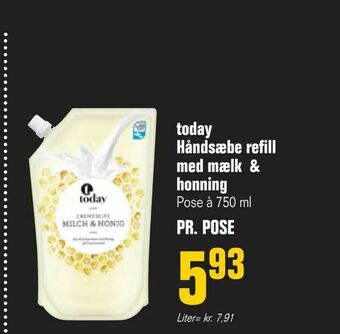 Poetzsch Padborg today Håndsæbe refill med mælk & honning tilbud