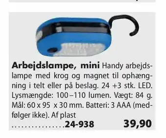 Biltema Arbejdslampe, mini tilbud