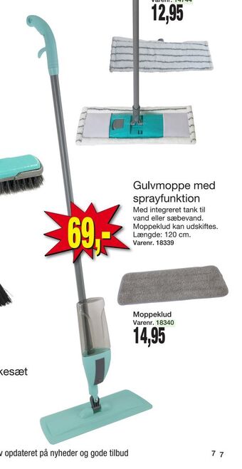 Gulvmoppe med sprayfunktion