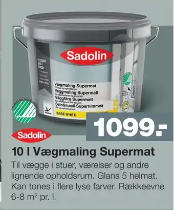 Bauhaus 10 l vægmaling supermat tilbud