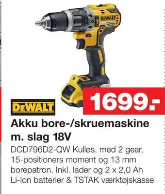 Bauhaus Akku bore-/skruemaskine m. slag 18v tilbud