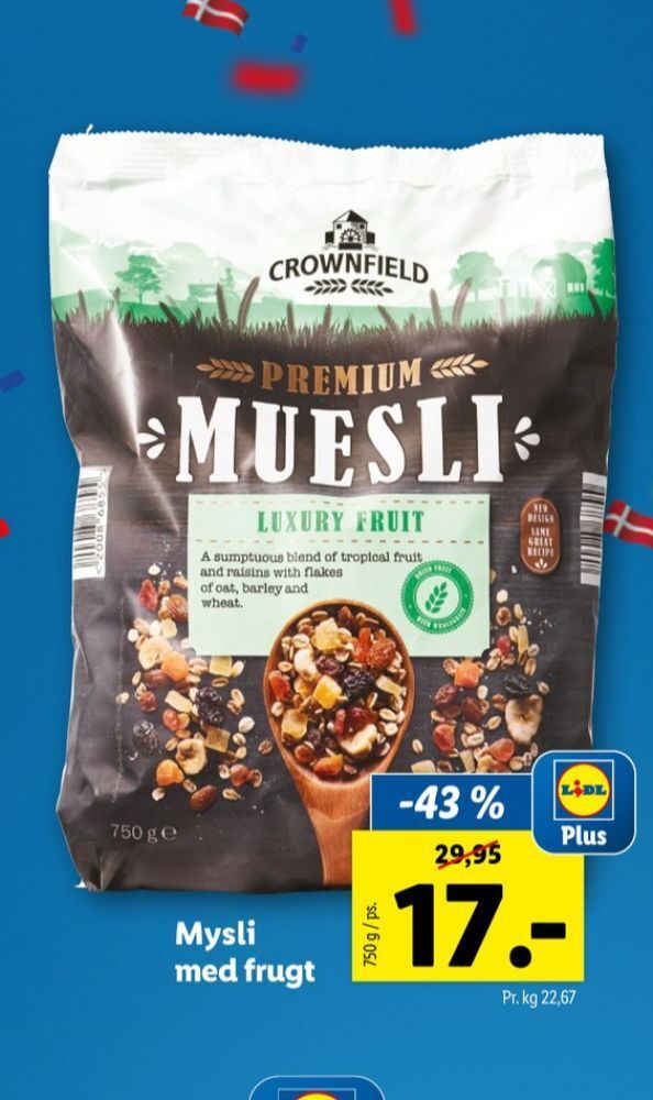 Crownfield müsli tilbud hos Lidl