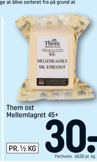 REMA 1000 Them ost skæreost mellemlagret 45+ tilbud