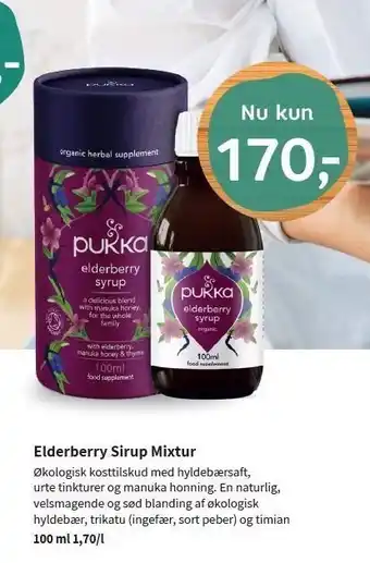 Helsam Elderberry sirup mixtur tilbud