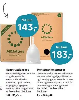 Menstruationskop el. -trusser