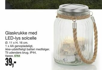 Harald Nyborg Glaskrukke med LED-lys solcelle tilbud