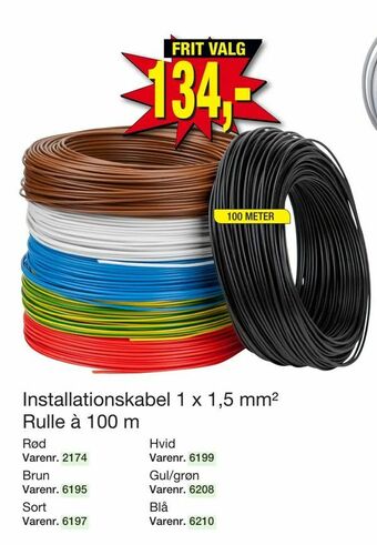 Harald Nyborg Installationskabel 1 x 1,5 mm2 Rulle à 100 m tilbud
