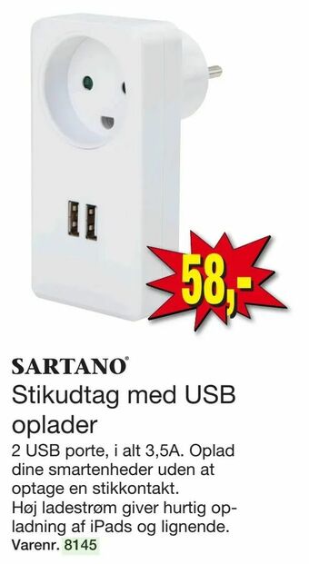 Harald Nyborg Stikudtag med USB oplader tilbud